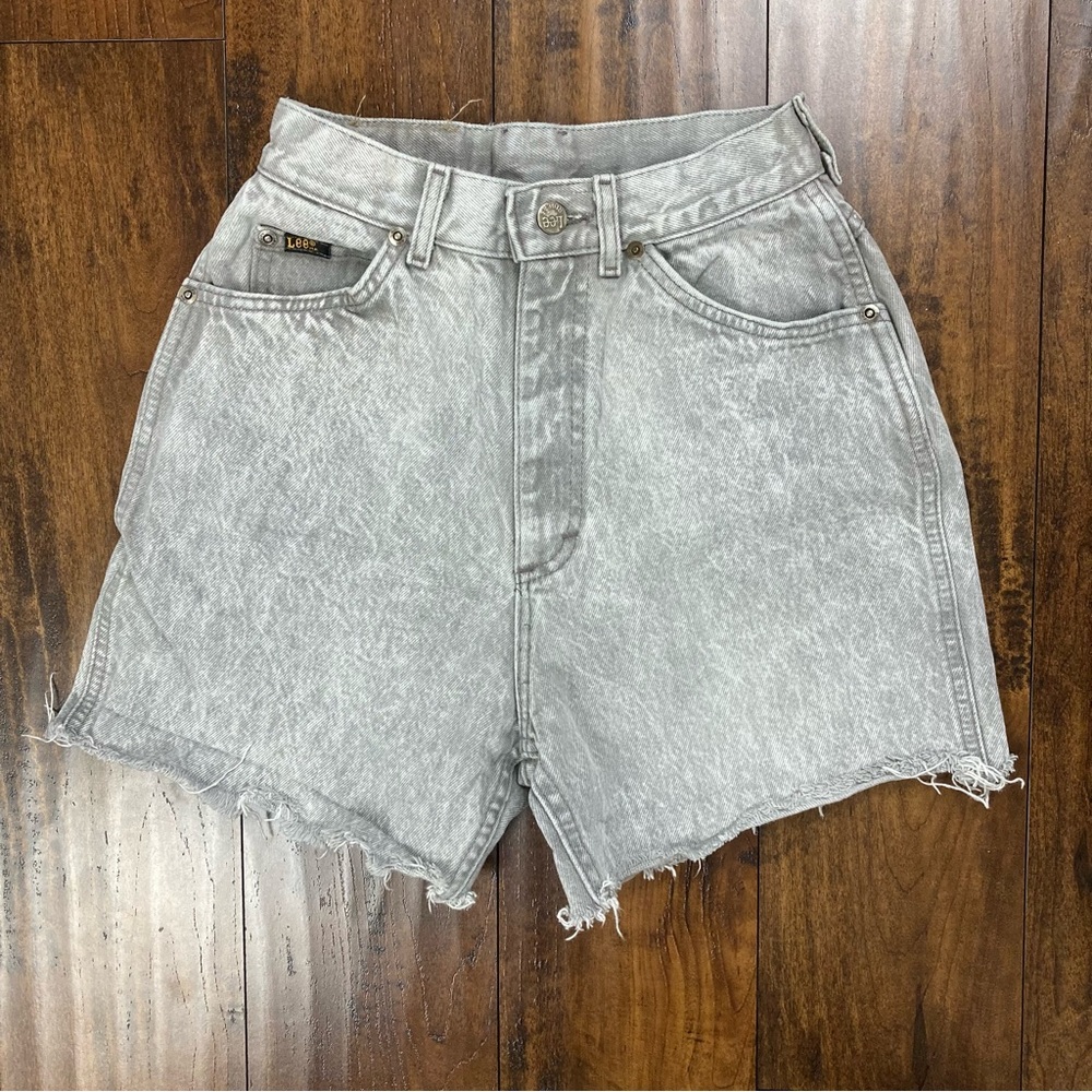 LEE Women’s Cut Off Shorts Gray Union Made VINTAGE 100% Cotton Size 7 MED - Picture 1 of 13